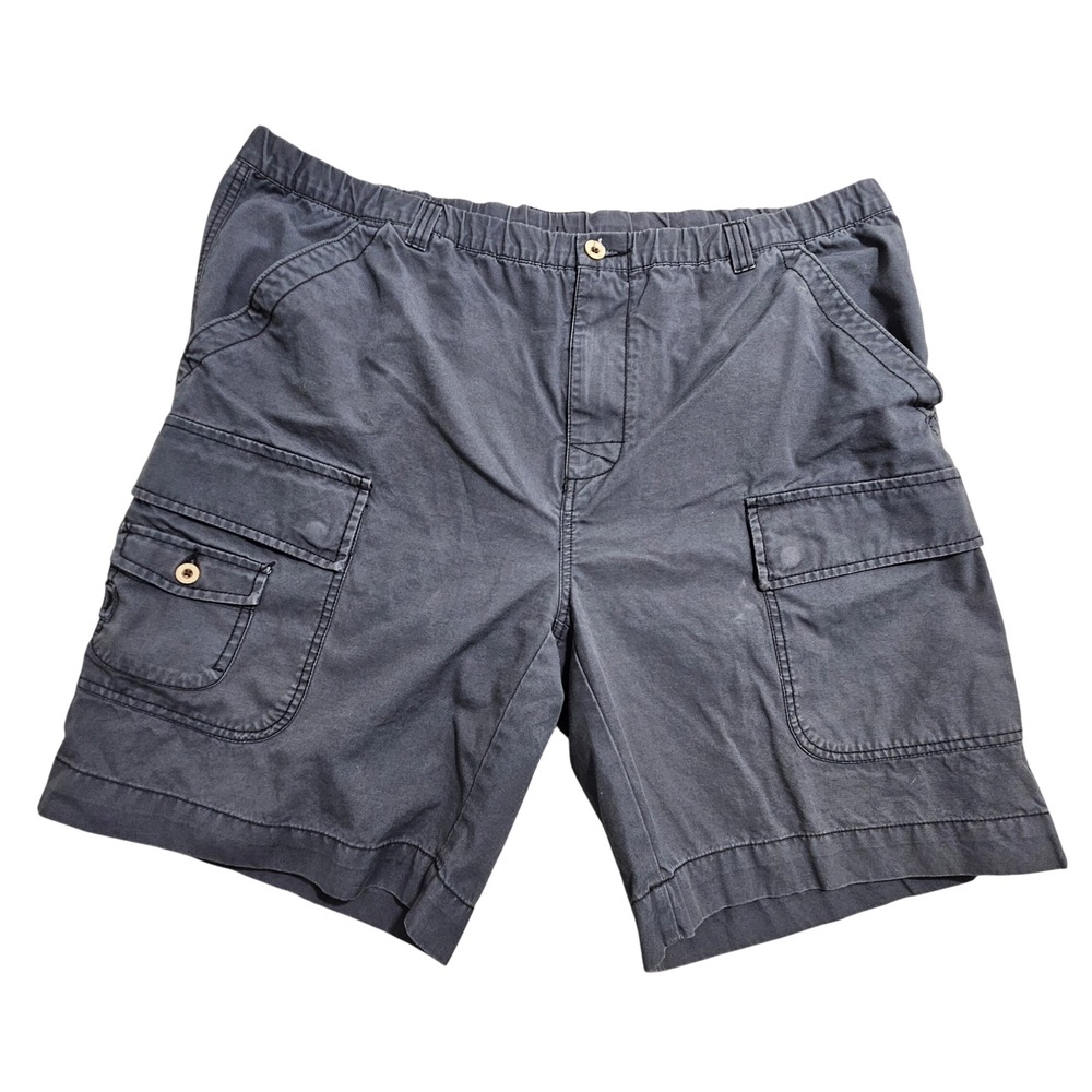 Tommy Bahama Cargo Shorts Mens 1XB Grey Relaxed Fit Cotton Elastic Waist